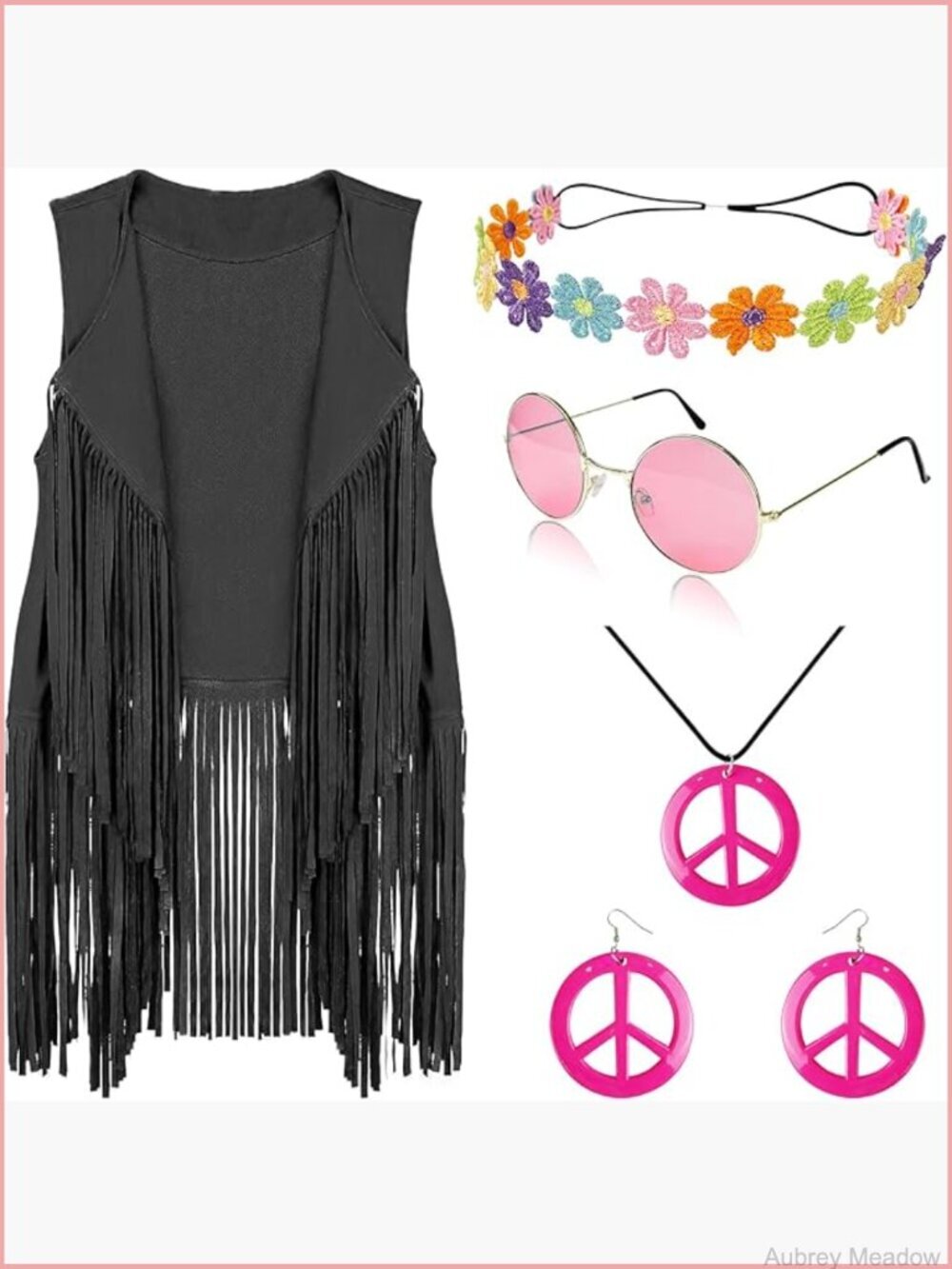 Hippie Costume Set with Fringe Vest and Accessories
